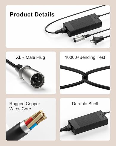 شاحن بطارية موصل XLR ذكر 24 فولت 5 أمبير 3 سنون متوافق مع كرسي الطاقة جازي، سكوتر التنقل برايد، لايماتيك، محرك طبي، تقنيات جولدن، شوبريدر، راسكال 200T/500T/301 سلك طاقة الشاحن in Saudi Arabia