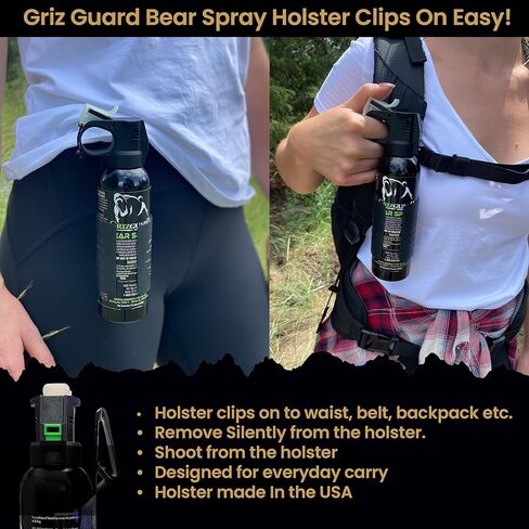 رذاذ الدب 260GG2 من Griz Guard مع حافظة بطول 40 قدمًا، أقصى قوة، رذاذ مسجل لدى وكالة حماية البيئة للدببة وأسود الجبال والقيوط والكلاب والموظ، وحماية المشي لمسافات طويلة والتخييم في الهواء الطلق، وسلامة التوهج، 9.2 أونصة، 2PK in Kuwait