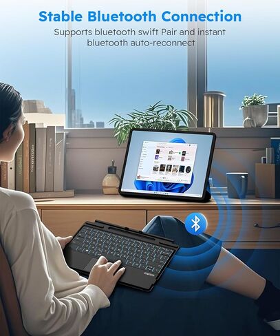 لوحة مفاتيح Surface Pro لجهاز Pro 11/10/9/8/X، لوحة مفاتيح سطحية بلوتوث لاسلكية مع 12 لوحة لمس إيماءة، 7 ألوان بإضاءة خلفية، نوم/تنبيه ذكي، بطارية قابلة لإعادة الشحن وشحن USB-C in Kuwait