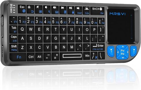 Mini Keyboard with Touchpad, Bluetooth + 2.4G Dual-Mode Ultra-Thin Portable Keyboard | Rechargeable Keyboard with 7-Color Backlit for Tablet/PC/phone/TV, Suitable for travel, office, and home use in Saudi Arabia