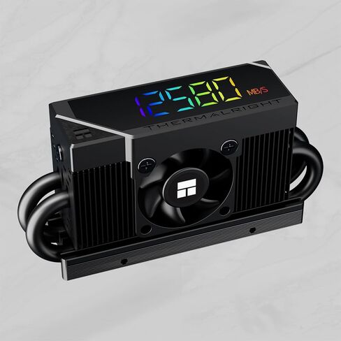 Thermalright HR10 2280 PRO Digital Black مخصص لمواصفات 2280 M.2 محرك الحالة الصلبة تكيف مثالي وأداء تبريد ممتاز، مروحة 30 مم 6500 دورة في الدقيقة، شاشة رقمية ARGB مدمجة in Saudi Arabia