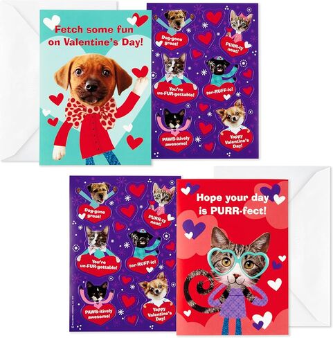 Hallmark Valentines Day Cards and Descons for Kids و Puppies and Kittens (24 فصل دراسي مع الأظرف) in Saudi Arabia