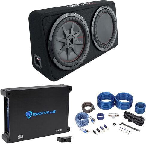 KICKER 48TCWRT122 COMPRT12 مضخم صوت رفيع مقاس 12 بوصة 1000 وات + صندوق + مضخم صوت أحادي + مجموعة مضخم صوت in Kuwait