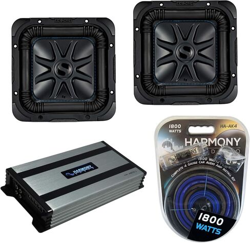 Harmony Audio Kicker (2) حزمة L7S8 لأنظمة صوت السيارة Solo-Baric 8 Subwoofer Square L7 Sub 44L7S82 مع مضخم صوت Harmony HA-A800.1 ومجموعة مضخم الصوت in Kuwait