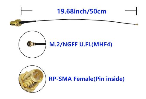 MHF4 إلى RP-SMA أنثى U.FL موصل ضفيرة واي فاي هوائي تمديد كابل (20 بوصة 2 قطعة) in Kuwait
