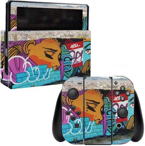 غلاف MightySkins متوافق مع Nintendo Switch - Graffiti Skyline | غطاء ملتف واقٍ ومتين وفريد ​​من نوعه من الفينيل | سهل التطبيق والإزالة وتغيير الأنماط | صنع في الولايات المتحدة الأمريكية in Kuwait