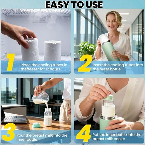 22oz Breast Milk Cooler Bottle – Portable Milk Cooler for Breastmilk, 360° Total Cooling for 24 Hours; Breastmilk Chiller with 2pcs Baby Bottles | Breastfeeding Essentials, BPA Free in Saudi Arabia