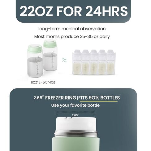 22oz Breast Milk Cooler Bottle – Portable Milk Cooler for Breastmilk, 360° Total Cooling for 24 Hours; Breastmilk Chiller with 2pcs Baby Bottles | Breastfeeding Essentials, BPA Free in Saudi Arabia