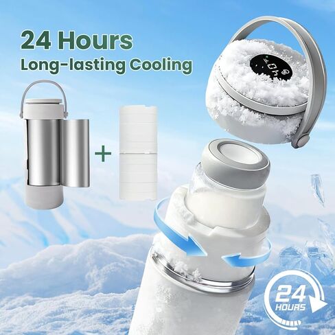 Portable Breast Milk Cooler – HOKORIIKU 22oz Breastmilk Chiller with Temp Display, 360° Total Cooling Keeps Fresh 24H, Large-Capacity for Travel/Outdoor, Set Includes + Brush 2 Milk Bottles in Saudi Arabia