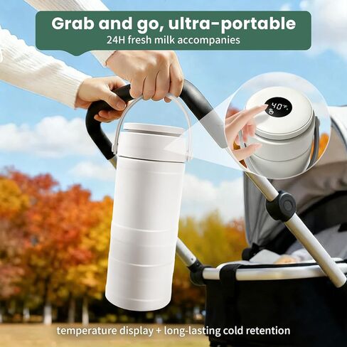 Portable Breast Milk Cooler – HOKORIIKU 22oz Breastmilk Chiller with Temp Display, 360° Total Cooling Keeps Fresh 24H, Large-Capacity for Travel/Outdoor, Set Includes + Brush 2 Milk Bottles in Saudi Arabia