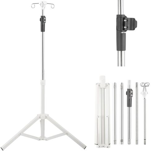 IV Poles,45 to 83In IV Stand Floor with 4 IV Bag Holder Stand Portable Telescopic Stabilizing Tripod Stainless Steels Pipe Extension Pole IV Influsion Pole Lightweight Strudy (45-83in) in Saudi Arabia