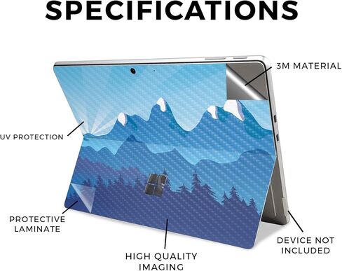 غلاف الكمبيوتر اللوحي من ألياف الكربون متوافق مع Microsoft Surface Pro 11 (2024-2025) - الجبال الزرقاء - غطاء لاصق واقٍ من الفينيل 3M ممتاز - سهل الاستخدام | صُنع في الولايات المتحدة الأمريكية بواسطة MightySkins in Kuwait