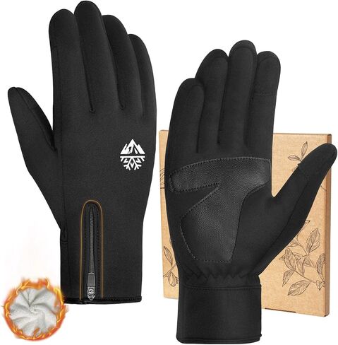 RIGWARL Winter Gloves Men and Women Medium-Thick, Gloves for Cold Weather with Thermal Plush, Touchscreen Running Glove Adjustable Zippered Wrist for Walking The Dog Hiking Camping Cycling Work in Saudi Arabia