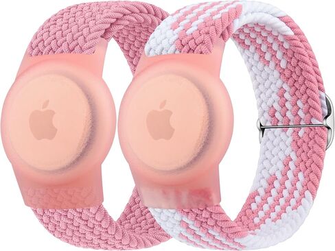 سوار معصم Vanjua لجهاز Apple AirTag، حافظة واقية متوافقة مع حامل جهاز تعقب GPS Air Tag مع سوار مضفر، سوار ساعة قابل للتعديل مضاد للفقد للأطفال الصغار (أسود + أزرق) in Kuwait