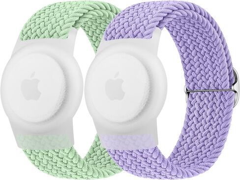 سوار معصم Vanjua لجهاز Apple AirTag، حافظة واقية متوافقة مع حامل جهاز تعقب GPS Air Tag مع سوار مضفر، سوار ساعة قابل للتعديل مضاد للفقد للأطفال الصغار (أسود + أزرق) in Kuwait