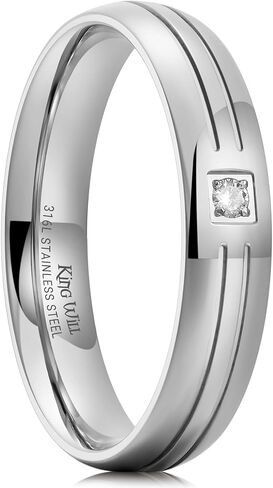 King Will Men's Titanium Wedding Band - 8mm Polished Band with Step Edges and Cross Design Featuring White Zirconia Insets Comfort Fit Size 7-14 in Saudi Arabia