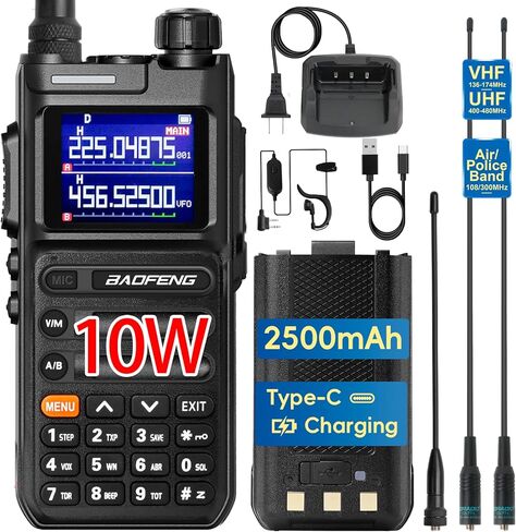 راديو BAOFENG UV26 Ham 10W (New Gen 5RM) أجهزة اتصال لاسلكية طويلة المدى قابلة لإعادة الشحن مع سماعة أذن، بطارية 2500 مللي أمبير في الساعة من النوع C، 771 وهوائي نطاق الهواء/الشرطة، راديو ثنائي الاتجاه متعدد النطاق، حزمة واحدة كاملة in Saudi Arabia