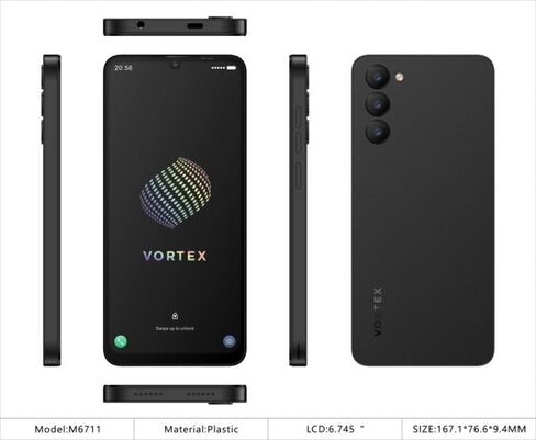 Vortex JK68 Unlocked Android Smartphone, 6.745" HD+ IPS Display, 4GB RAM + 32GB Storage, Dual SIM, Android 14, Black/Grey in Saudi Arabia