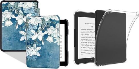 BOZHUORUI Case for 7.8" Nook Glowlight 4 Plus (2023 Released) - Slim Lightweight PU Leather Cover + Lightweight Flexible Soft Back Shell Clear Cover in Saudi Arabia