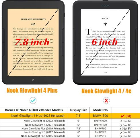 BOZHUORUI Case for 7.8" Nook Glowlight 4 Plus (2023 Released) - Slim Lightweight PU Leather Cover + Lightweight Flexible Soft Back Shell Clear Cover in Saudi Arabia