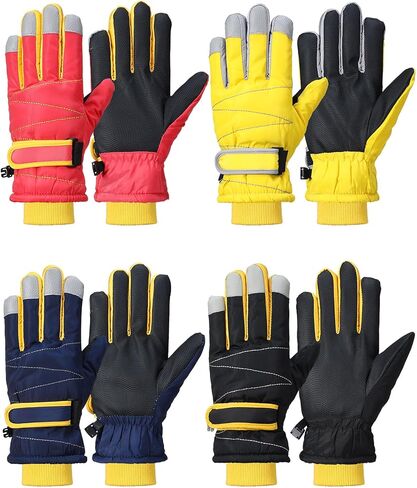 Geyoga 4 Pairs Kids Ski Gloves Cold Weather Windproof Warm Winter Snowboard Mittens for Boys Girls in Saudi Arabia