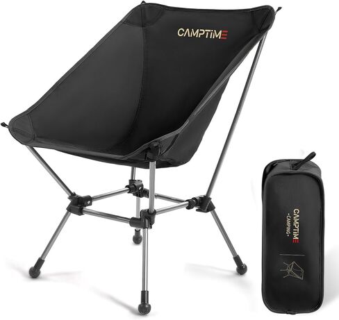 Portable Camping Chair Plus, Larger & Roomier, Compact and Lightweight, Folding Chair for Backpacking & Hiking, 330Lbs Capacity, Black in Saudi Arabia
