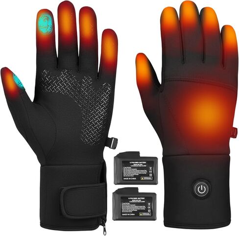 Heated Gloves Liners for Men Women, Rechargeable Electric Heating Touchscreen Outdoor Glove Hand Warmer for Winter Biking Riding Skiing in Kuwait