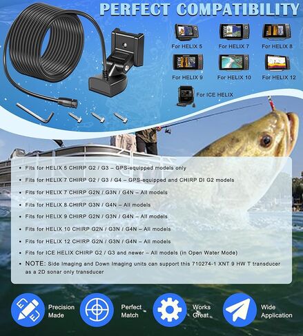 710274-1 XNT 9 HW T Transom Mount محول مع مستشعر درجة الحرارة يناسب Humminbird Helix مع ثنائي الطيف غرد 2D سونار، طول الكابل 20 قدم in Saudi Arabia