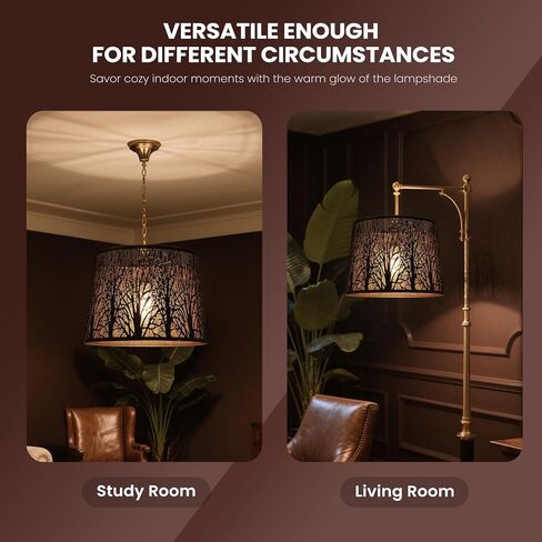 ALUCSET Large Lampshade, Etched Forest Pattern Antique Bronze and Gold Lamp Shade Replacement for Table Lamps and Bedside Lamp, Metal Drum Lampshades with size of 12×14×10", UNO Fitter in Saudi Arabia