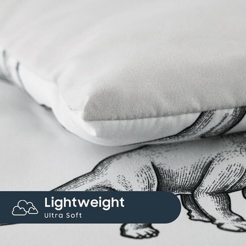 Wake In Cloud - Dinosaur Toddler Bedding Set for Boys, Dinosaur Dino Sketch, 4 Pieces Soft Crib Bed Set Including Comforter, Sheets and Pillowcase, Gray in Kuwait