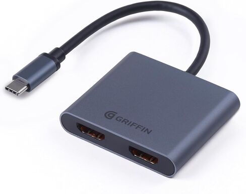 Griffin - محور 4 في 1، محول USB C Hub متعدد المنافذ مع USB 3.0، محول HDMI مزدوج 4K لأجهزة الكمبيوتر المحمول، MacBook، والمزيد، توصيل طاقة 100 وات in Saudi Arabia