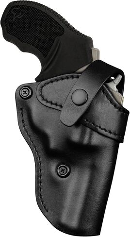 حافظة جلدية OWB ممتازة لمعظم مسدسات إطار .38 Special & J لـ Taurus 327/605/856/85/905/942، S&W Model 60، Ruger SP101، Kimber 6S، Rossi Model 68، تناسب برميل 2.5 بوصة - 3.0 بوصة، أسود، يمين/يسار in Saudi Arabia