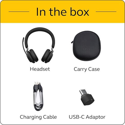 Jabra Evolve2 65 MS Wireless Headphones with Link380c, Stereo, Black – Wireless Bluetooth Headset for Calls and Music, 37 Hours of Battery Life, Passive Noise Cancelling Headphones (Renewed) in Saudi Arabia