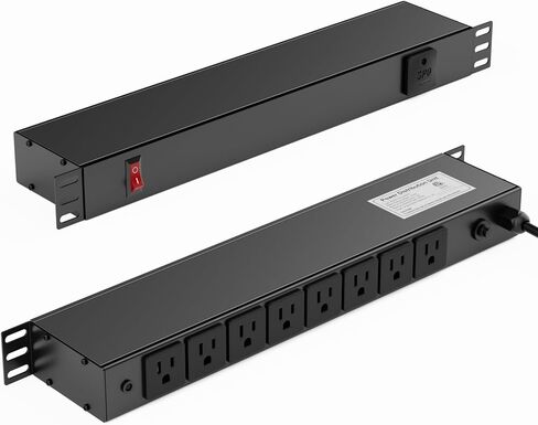 8 Outlet Horizontal 1U Rack Mount PDU Power Strip with Surge Protector - 110V/15A - 6ft Power Cord for Network Server Racks (PDU-03) in Saudi Arabia
