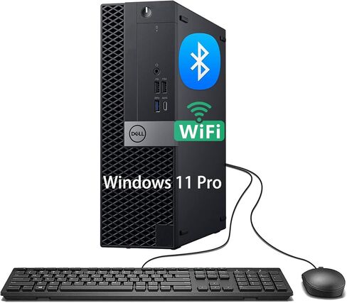 كمبيوتر سطح المكتب Dell Optiplex 7070 SFF، Core i5-8500، 8 جيجابايت DDR4، 256 جيجابايت SSD، USB WiFi، USB BT، لوحة مفاتيح وماوس، Windows 11 Pro (متجدد) in Kuwait