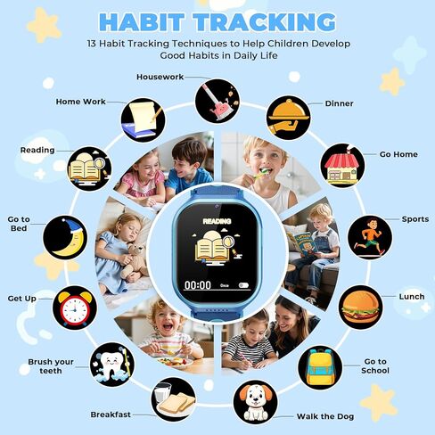 Smart Watch for Kids, No App, 14 Games, 1.83'' Touchscreen, Bedtime Stories, Alarm Clock, Camera, Music Player, Pedometer, Video & Audio Recording, Toys for Boys Aged 3-12, Gift for Teenagers, Blue in Saudi Arabia