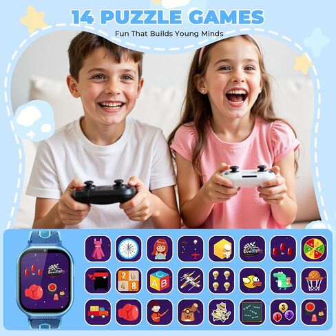 Smart Watch for Kids, No App, 14 Games, 1.83'' Touchscreen, Bedtime Stories, Alarm Clock, Camera, Music Player, Pedometer, Video & Audio Recording, Toys for Boys Aged 3-12, Gift for Teenagers, Blue in Saudi Arabia