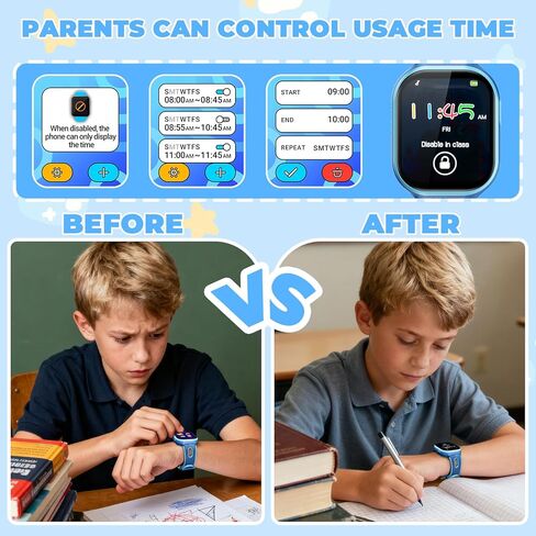 Smart Watch for Kids, No App, 14 Games, 1.83'' Touchscreen, Bedtime Stories, Alarm Clock, Camera, Music Player, Pedometer, Video & Audio Recording, Toys for Boys Aged 3-12, Gift for Teenagers, Blue in Saudi Arabia