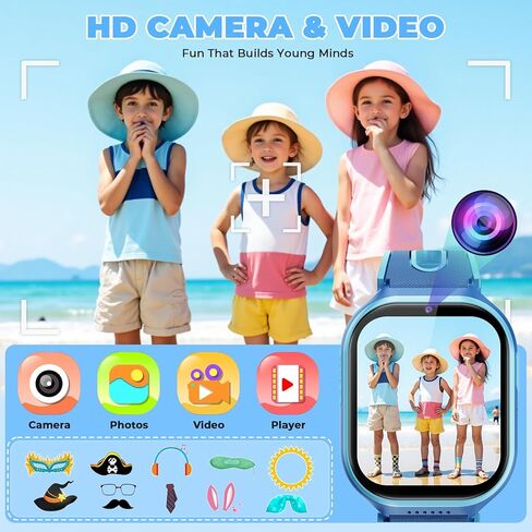 Smart Watch for Kids, No App, 14 Games, 1.83'' Touchscreen, Bedtime Stories, Alarm Clock, Camera, Music Player, Pedometer, Video & Audio Recording, Toys for Boys Aged 3-12, Gift for Teenagers, Blue in Saudi Arabia