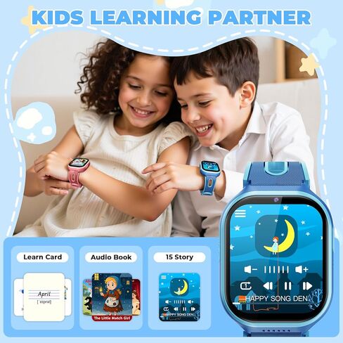Smart Watch for Kids, No App, 14 Games, 1.83'' Touchscreen, Bedtime Stories, Alarm Clock, Camera, Music Player, Pedometer, Video & Audio Recording, Toys for Boys Aged 3-12, Gift for Teenagers, Blue in Saudi Arabia