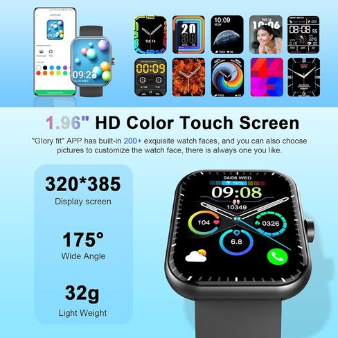 Smart Watch(Answer/Make Call), 1.96" Smartwatch for Men Women, 2025 New Fitness Watch with 110+ Sport Modes, Pedometer, Heart Rate/Sleep Monitor, IP68 Waterproof Activity Tracker for Android iOS in Saudi Arabia