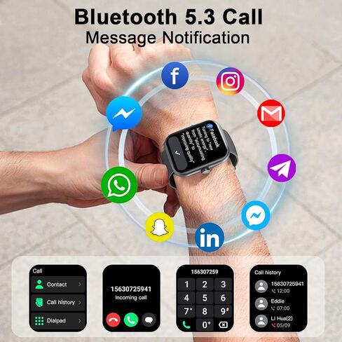 Smart Watch(Answer/Make Call), 1.96" Smartwatch for Men Women, 2025 New Fitness Watch with 110+ Sport Modes, Pedometer, Heart Rate/Sleep Monitor, IP68 Waterproof Activity Tracker for Android iOS in Saudi Arabia