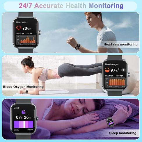 Smart Watch(Answer/Make Call), 1.96" Smartwatch for Men Women, 2025 New Fitness Watch with 110+ Sport Modes, Pedometer, Heart Rate/Sleep Monitor, IP68 Waterproof Activity Tracker for Android iOS in Saudi Arabia