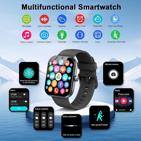 Smart Watch(Answer/Make Call), 1.96" Smartwatch for Men Women, 2025 New Fitness Watch with 110+ Sport Modes, Pedometer, Heart Rate/Sleep Monitor, IP68 Waterproof Activity Tracker for Android iOS in Saudi Arabia