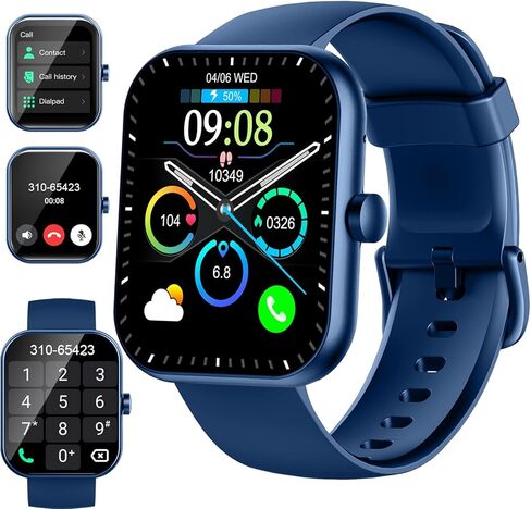 ساعة ذكية (الرد/إجراء مكالمة)، ساعة ذكية مقاس 1.96 بوصة للرجال والنساء، ساعة لياقة بدنية جديدة لعام 2025 مع أكثر من 110 أوضاع رياضية، عداد الخطى، مراقب معدل ضربات القلب/النوم، جهاز تعقب النشاط المقاوم للماء IP68 لنظام Android iOS in Kuwait