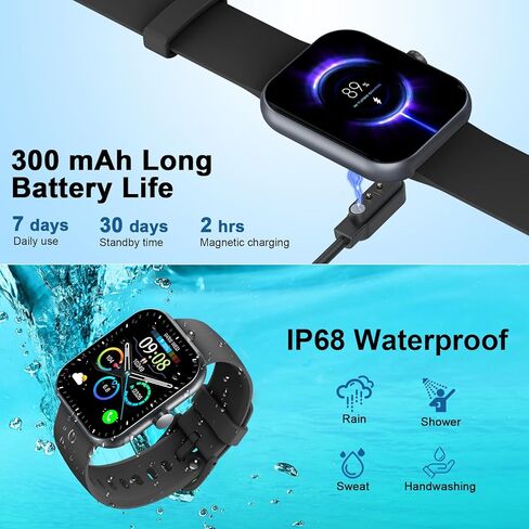 Smart Watch(Answer/Make Call), 1.96" Smartwatch for Men Women, 2025 New Fitness Watch with 110+ Sport Modes, Pedometer, Heart Rate/Sleep Monitor, IP68 Waterproof Activity Tracker for Android iOS in Saudi Arabia
