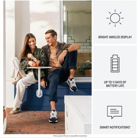 Wearable4U Garmin Vivoactive 6 - ساعة ذكية للصحة واللياقة البدنية، شاشة AMOLED ساطعة 1.2 بوصة، تتبع رياضي GPS، بطارية تدوم حتى 11 يومًا، لائحة مع شريط أسود مع حزمة سماعات أذن سوداء in Saudi Arabia