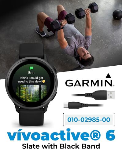 Garmin Vivoactive 6 - Health & Fitness Smartwatch, 1.2 in Bright AMOLED Display, GPS Sports Tracking, Up to 11 Days of Battery, Lunar Gold with Bone Band w PowerBank Bundle in Saudi Arabia