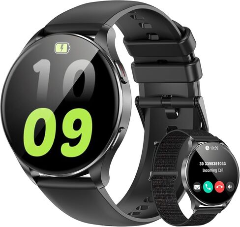 ساعة ذكية IOWOODO للنساء، الرد/إجراء المكالمات، شاشة AMOLED فائقة الوضوح مقاس 1.43 بوصة لتتبع اللياقة البدنية مع أكثر من 120 وضعًا رياضيًا لمعدل ضربات القلب/النوم/شاشة SpO2، ساعة ذكية لهاتف iPhone/Android in Kuwait