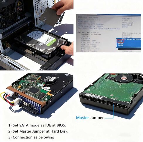 40 Pin IDE to SATA Adapter, 480Mbps High-Speed PATA Converter, Plug & Play No Driver Needed, 12cm MOLEX 4Pin Power Cable for 2.5"/3.5" HDD & Optical Drive in Saudi Arabia